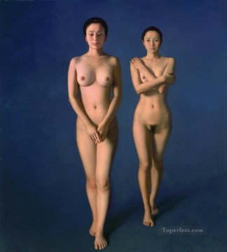 Blue Chinese Girl Nude Oil Paintings